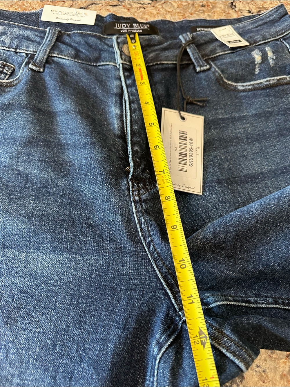 Judy Blue Size 16W Buffalo Plaid Patch Mid Rise Cuffed Boyfriend Jeans New - Picture 11 of 16